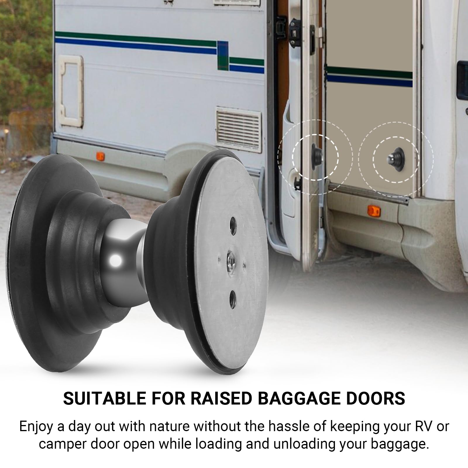 CALPALMY (2 Pairs) RV Magnetic Door Catch and Holder Kit - Black RV Storage Door Holder Magnetic Baggage Door Catch for RV Campe