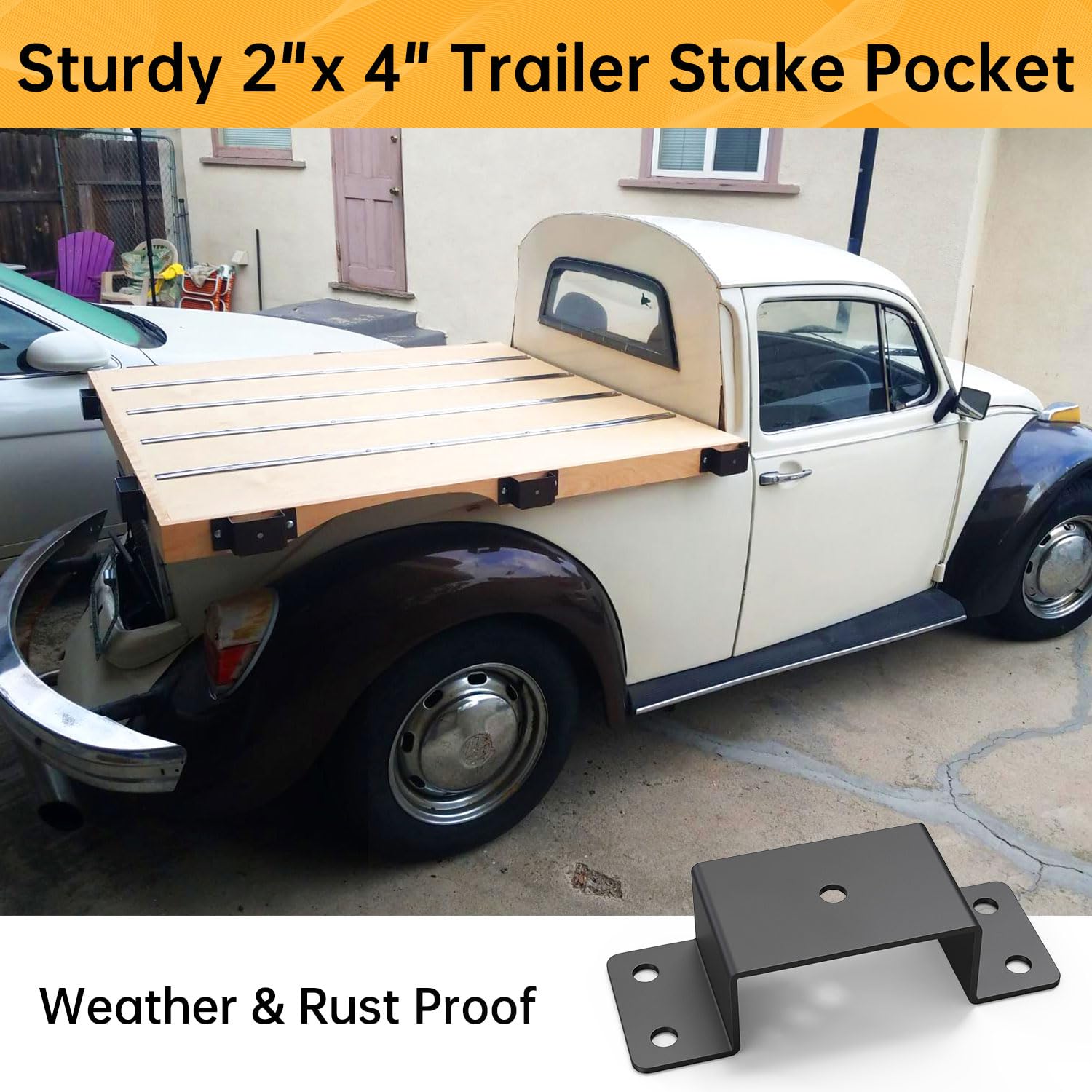 FOROIRON 12 Pcs Trailer Stake Pocket Bracket for 2'' x 4'' Lumber Heavy Duty Utility Trailer Stake Pocket for Trailer, Truck, Bo