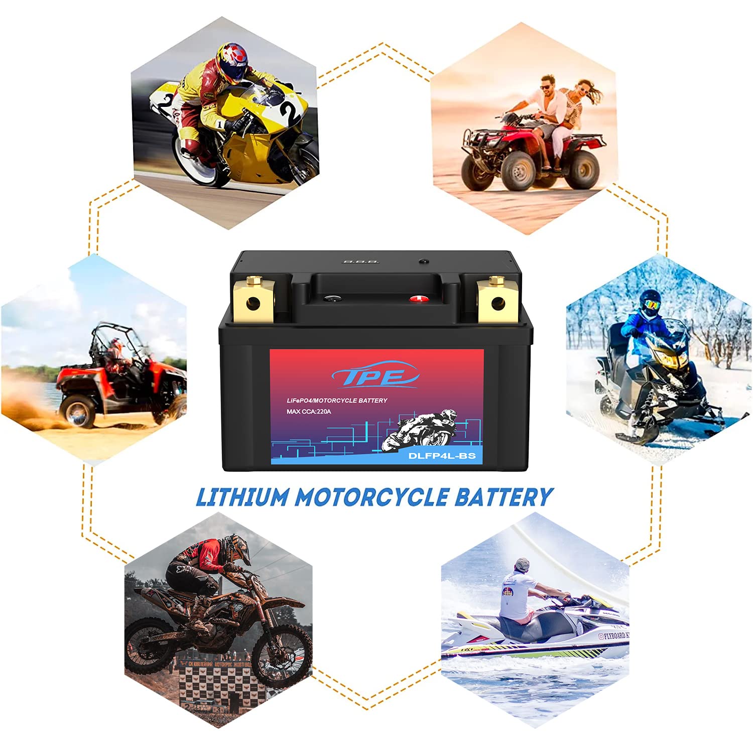 Tpe Lithium Motorcycle Dlf4L-Bs 12V 2.5Ah Atv, Utv, Jet Ski, 4 Wheeler, Quad, Scooter, Motocross