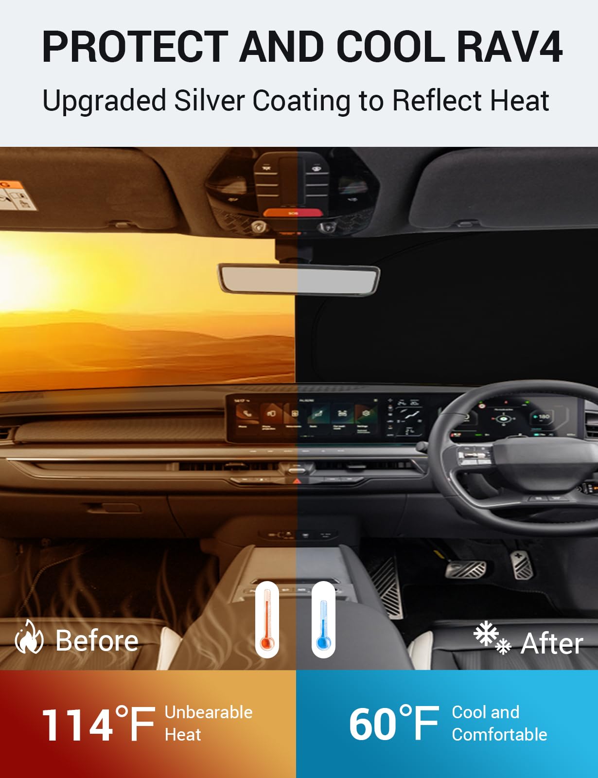 Proadsy 2025 Upgrade Windshield Sun Shade Custom Fit Kia Ev9 Gt Line 2024 2025 Foldable Front Sunshade Protector Sun Visor Block