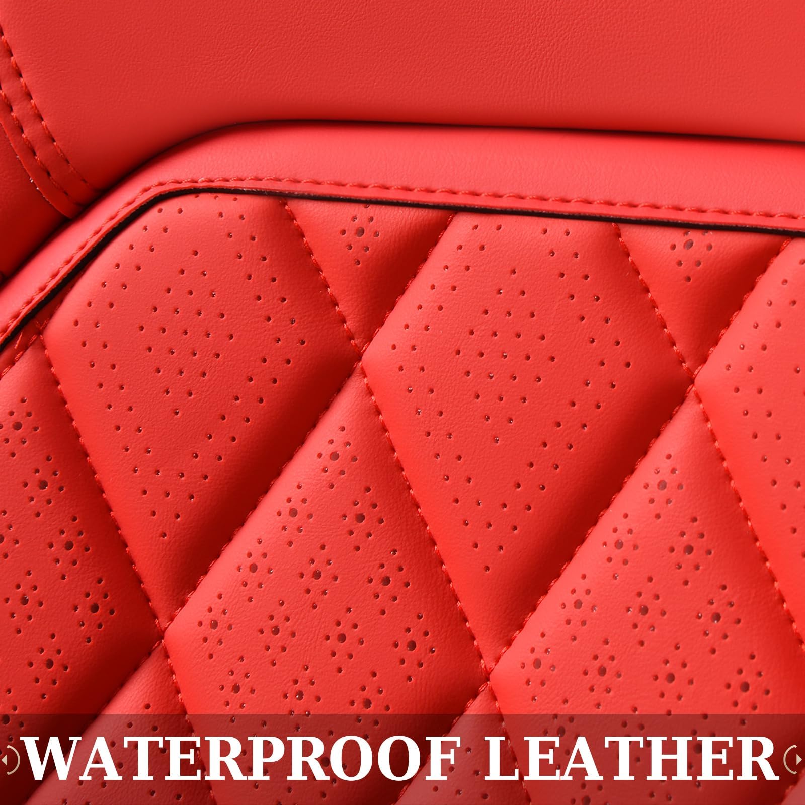 Coverado Leather Seat Covers, Car Seat Cover Front Seats, Waterproof Seat Covers, Luxury Faux Leather Car Seat Protectors, Red C