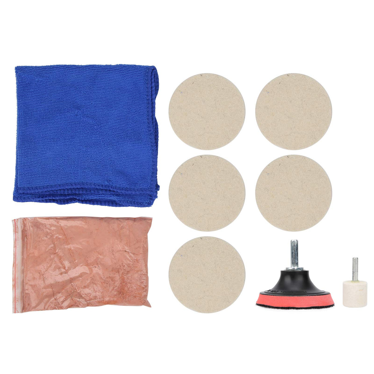 Glass Polishing Kit Car Windscreen Glass Scratch Remover 100G Cerium Oxide Powder Polishing Kit Wheels Set Polish Pads