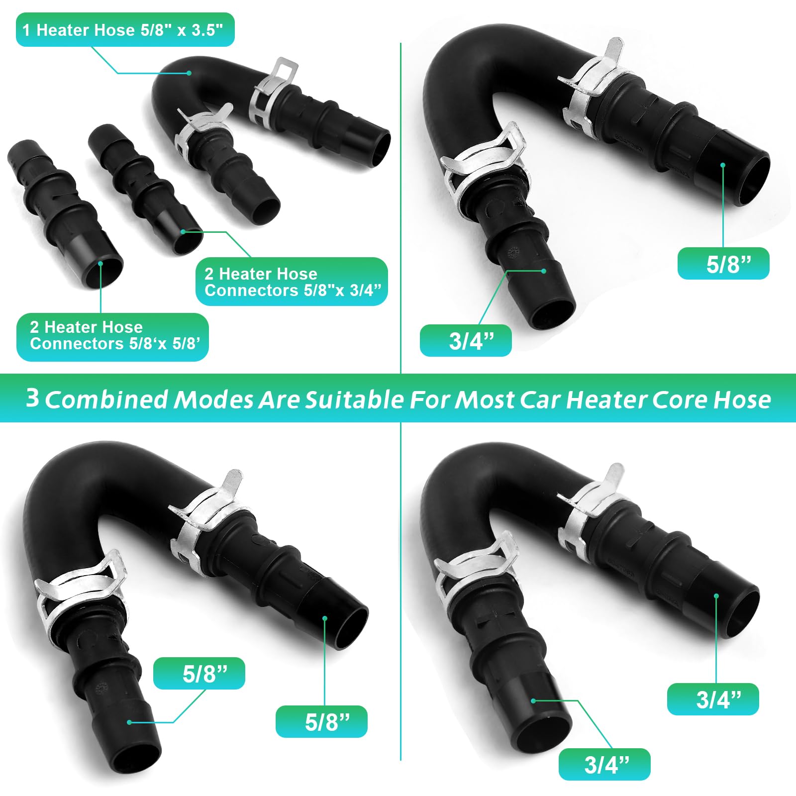 Engine Heater Core Bypass Kit with 5/8'' 3/4'' Hose,Compatible with GM Chevy Silverados Tahoes Yukons Honda Civic Ford Jeep,Repl