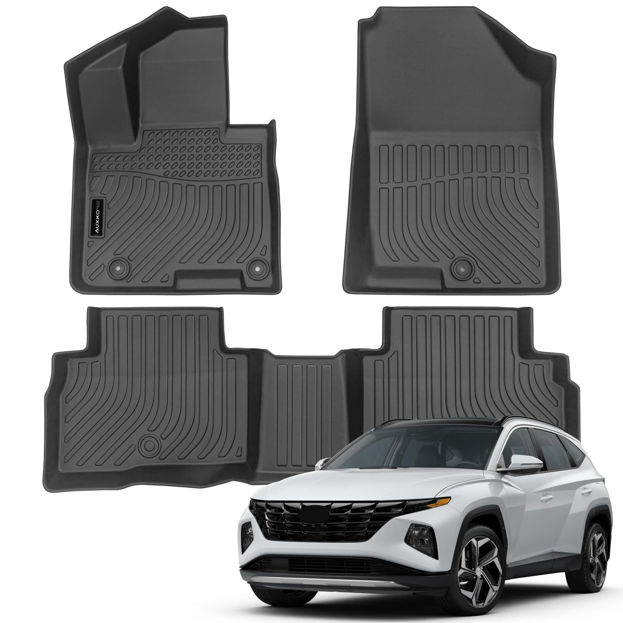 Auxko All Weather Floor Mats Fit for Hyundai Tucson 2022-2025 Hybrid(Not Plug in) TPE Rubber Liners All Season Guard Odorless An