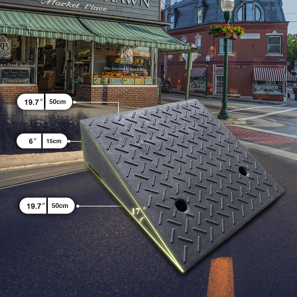 Rokenpoy 2 Pack Driveway Curb For Ramps, Portable Heavy Duty Rubber Shed, Suitable For Cars, Bicycles, Motorcycles, Wheelchairs,