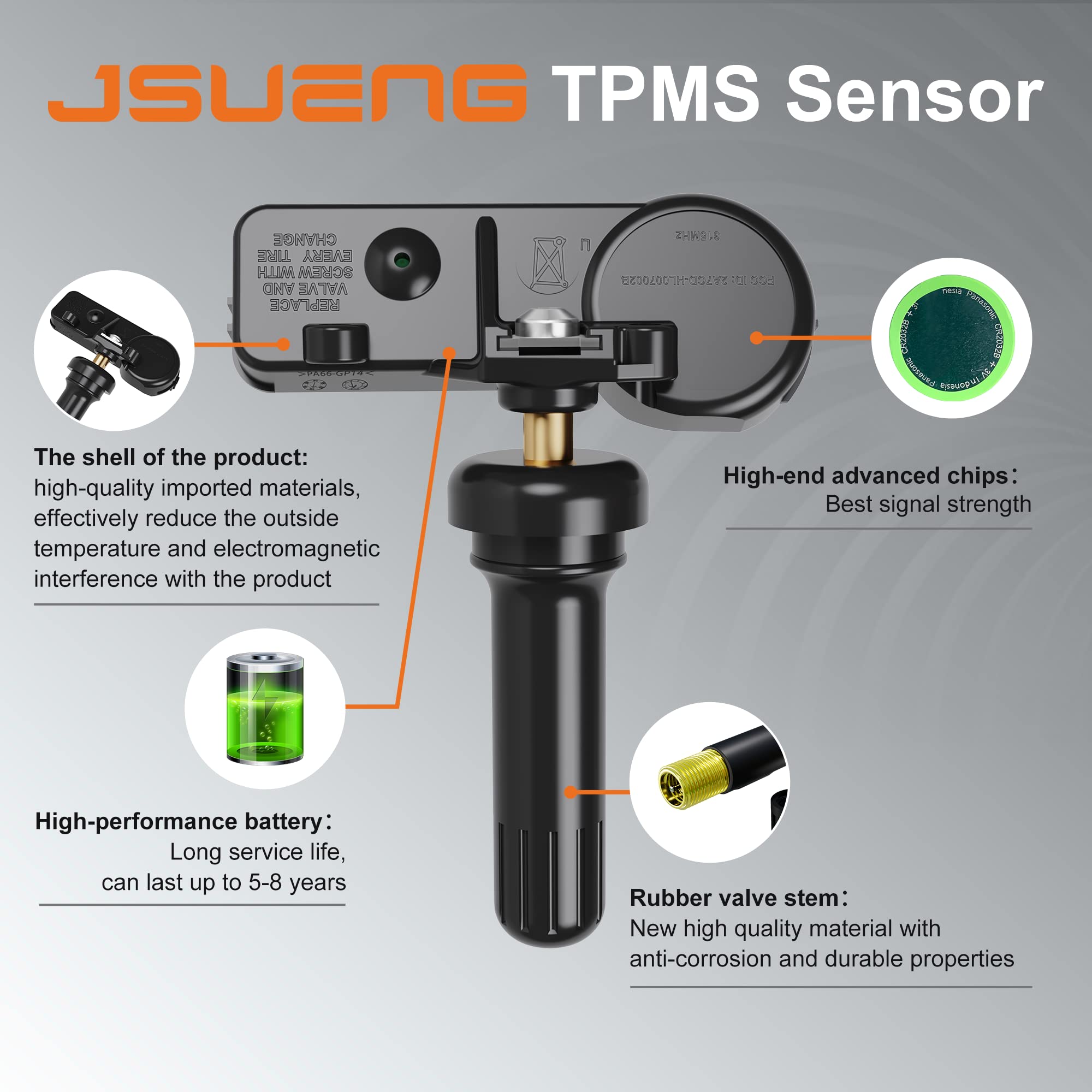 Jsueng Tpms Sensor Gm, 1-Pack Tire Pressure Monitor Sensors Compatible With Buick Cadillac Chevy Silverado Gmc Pontiac Saturn Su