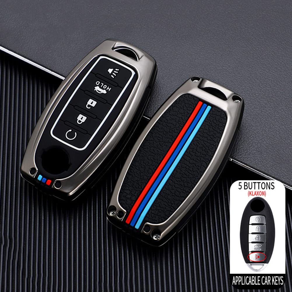 Otmik Zinc Alloy Car Key Cover Case Compatible With Nissan Juke Lqashqai Infiniti (Matte Color 5 Buttons)