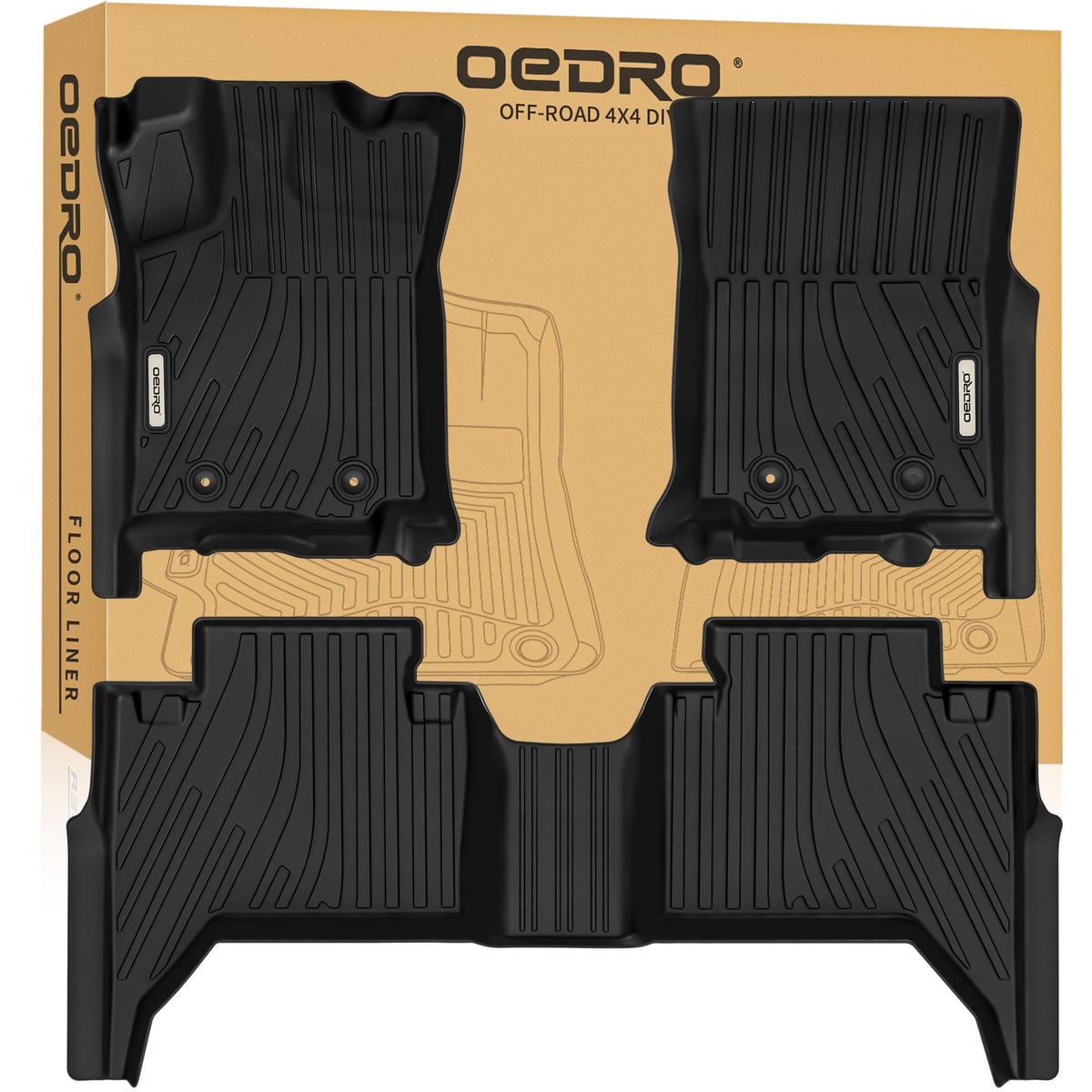 Oedro Upgraded Floor Mats Fit For Toyota Tacoma 2016-2023 (Only For Double Cab & Automatic), All Weather Tpe Tacoma Floor Liner