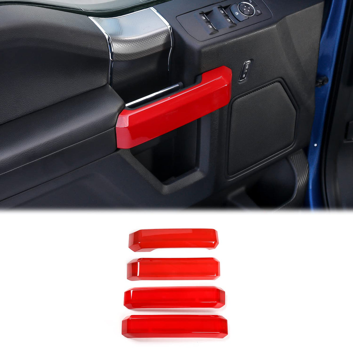 Voodonala Inner Door Handle Covers Trim For Ford F150 2015 2016 2017 2018 2019 2020(Red,4Pcs/Set)