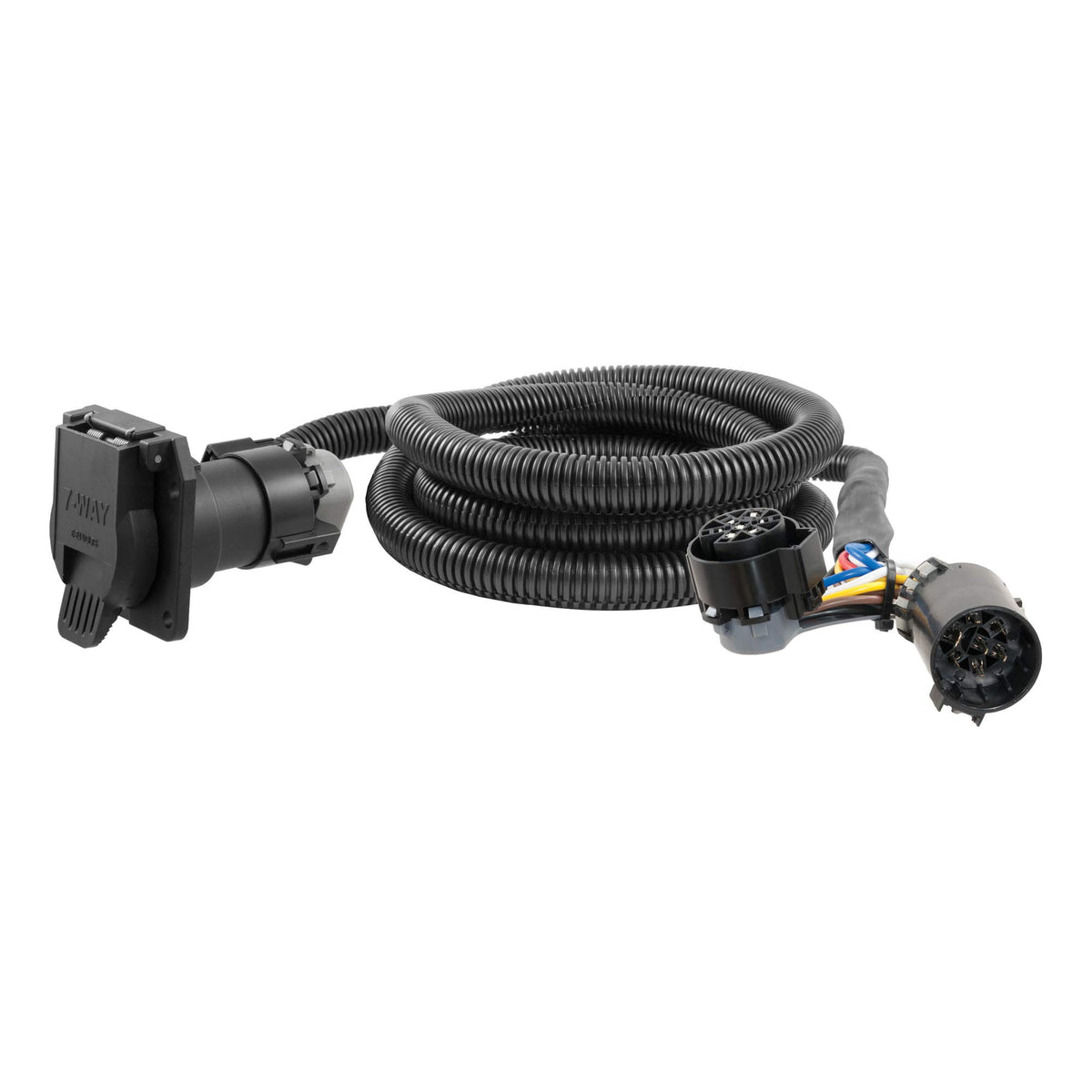 Curt 56070 7-Foot Vehicle-Side Truck Bed 7-Pin Trailer Wiring Harness Extension, Select Chevrolet, Dodge, Ford, Gmc, Nissan, Ram, Toyota , Black