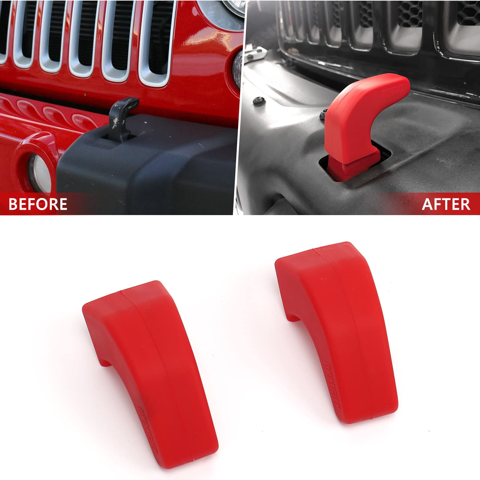 Dkmght Factory Bumper Tow Hook Covers For Jeep Wrangler Jk Jl Gladiator Tj, Red Tow Hook Protector Jeep Wrangler Accessories 2007-2022 (2Pcs)