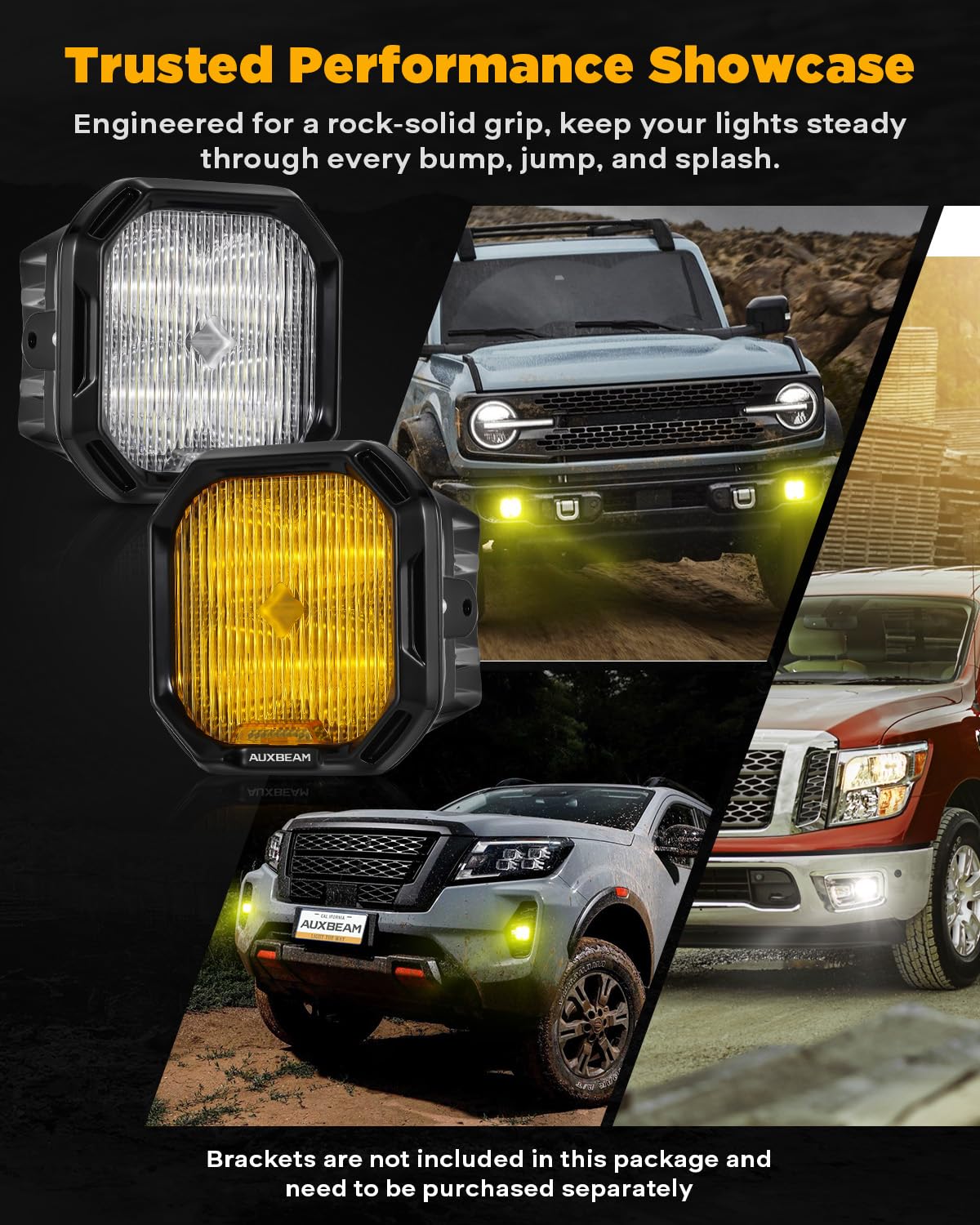 Auxbeam Color Play Series Sae Fog Lights, No Brackets Included, 3 Inch Led Fog Lights With Amber/White Drl & Turn Signal, Dual C