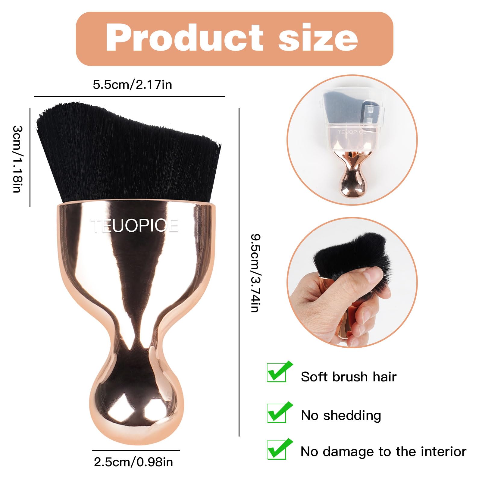 Teuopioe Car Interior Cleaning Brush,Auto Soft Hair Car Brush, Car Interior Dust Brush,Car Accessories For Car Dashboard, Air Co