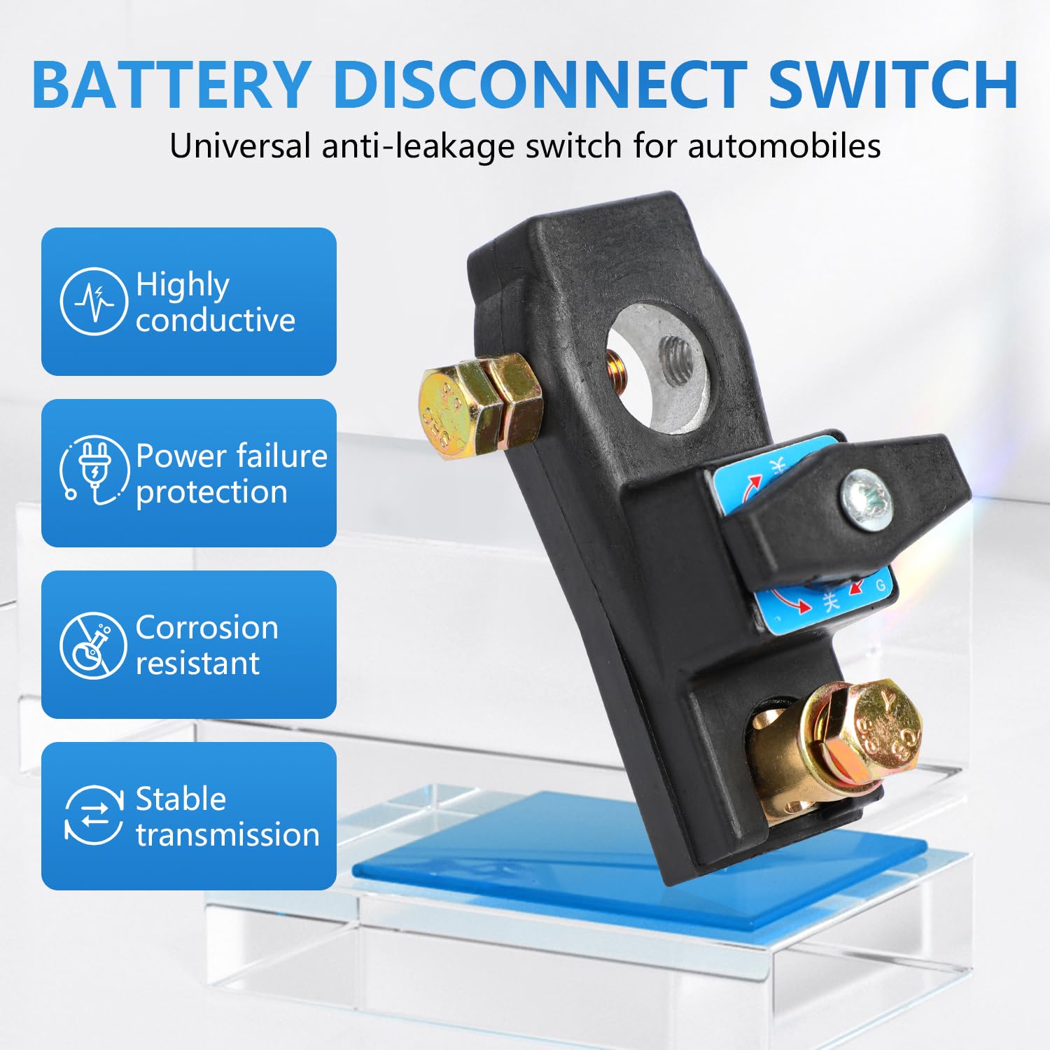 Battery Disconnect Switch, High Current Master Battery Power Cut Isolator Kill Switch, General Purpose Heavy Duty Battery Shutof