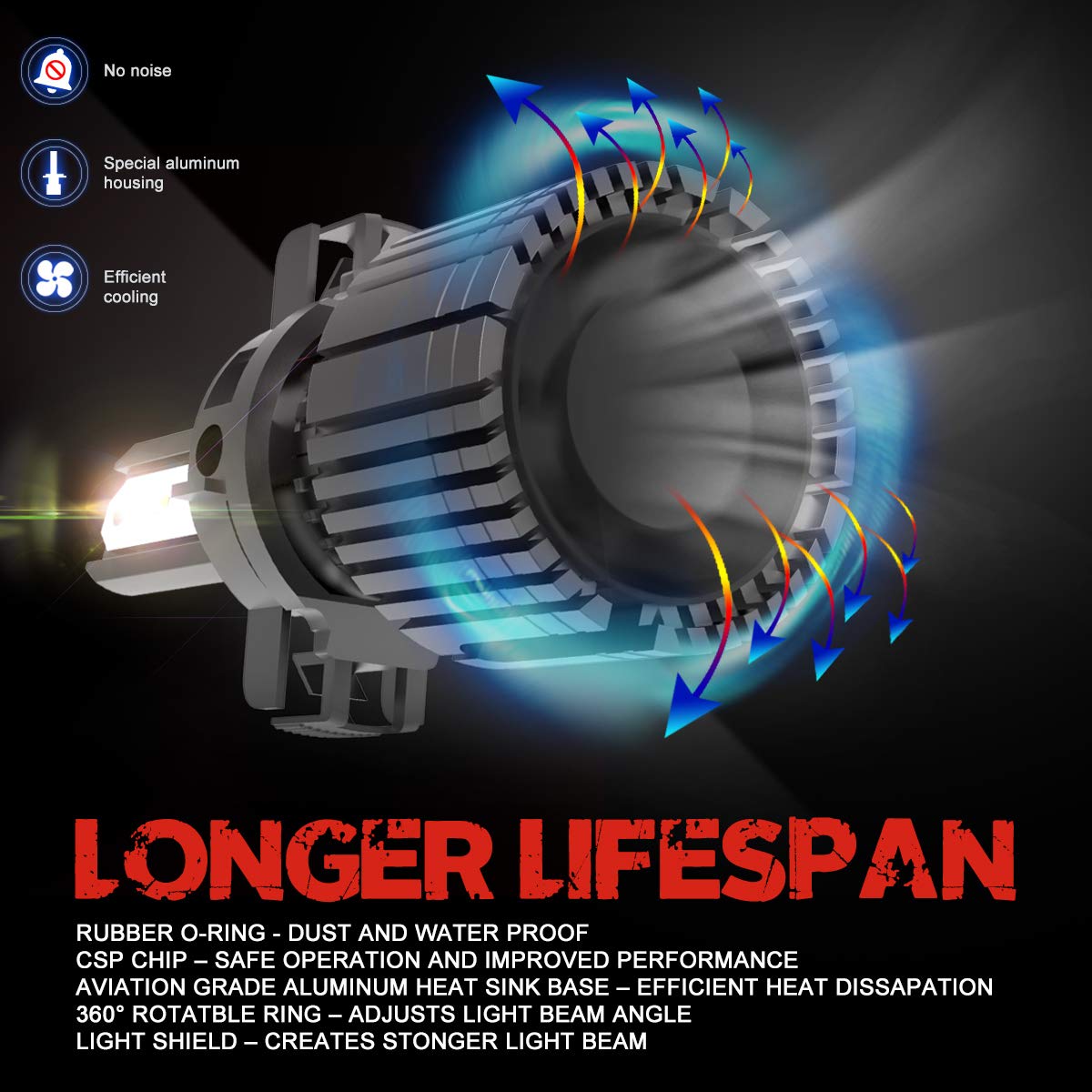 Dna Motoring Hl-Oh-Fm05-Ch-Cl1-Cfs-H13 Black Housing Headlights Replacement Compatible With 05-09 Ford Mustang Pair 10000 Lumens