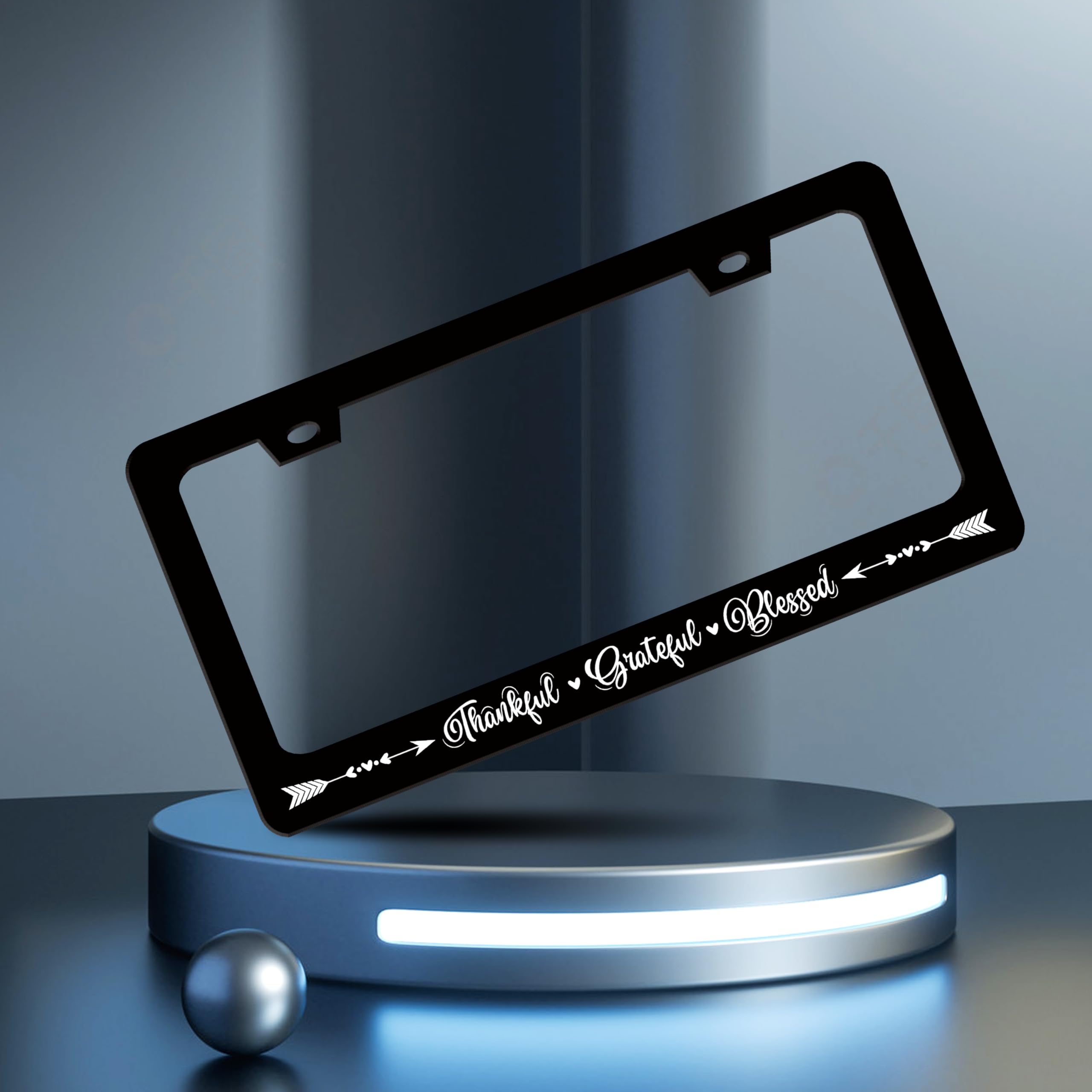 Thankful Grateful Blessed License Plate Frame Christianity License Plate Frames Personalise Stainless Steel Funny Design Compati