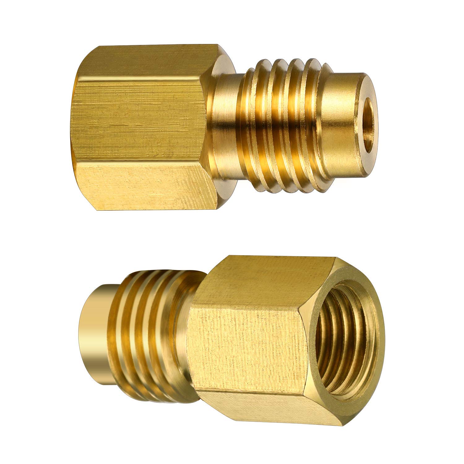 4 Pieces 6015 R134A Brass Refrigerant Tank Adapter To R12 Fitting Adapter 1/2 Female Acme To 1/4 Male Flare Adaptor Valve Core A