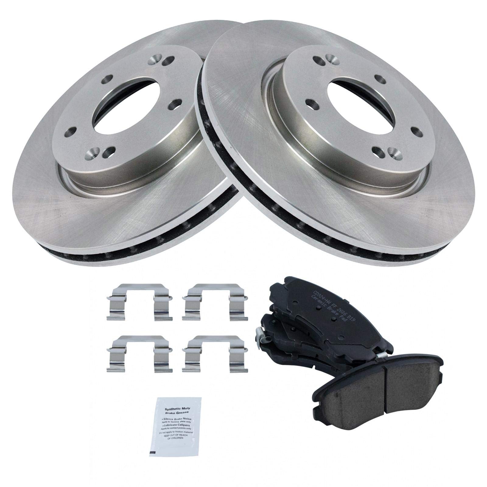 Trq Front Brake Pad & Rotor Kit Brake Pads Brake Rotor Ceramic Compatible With 2007-2010 Hyundai Elantra