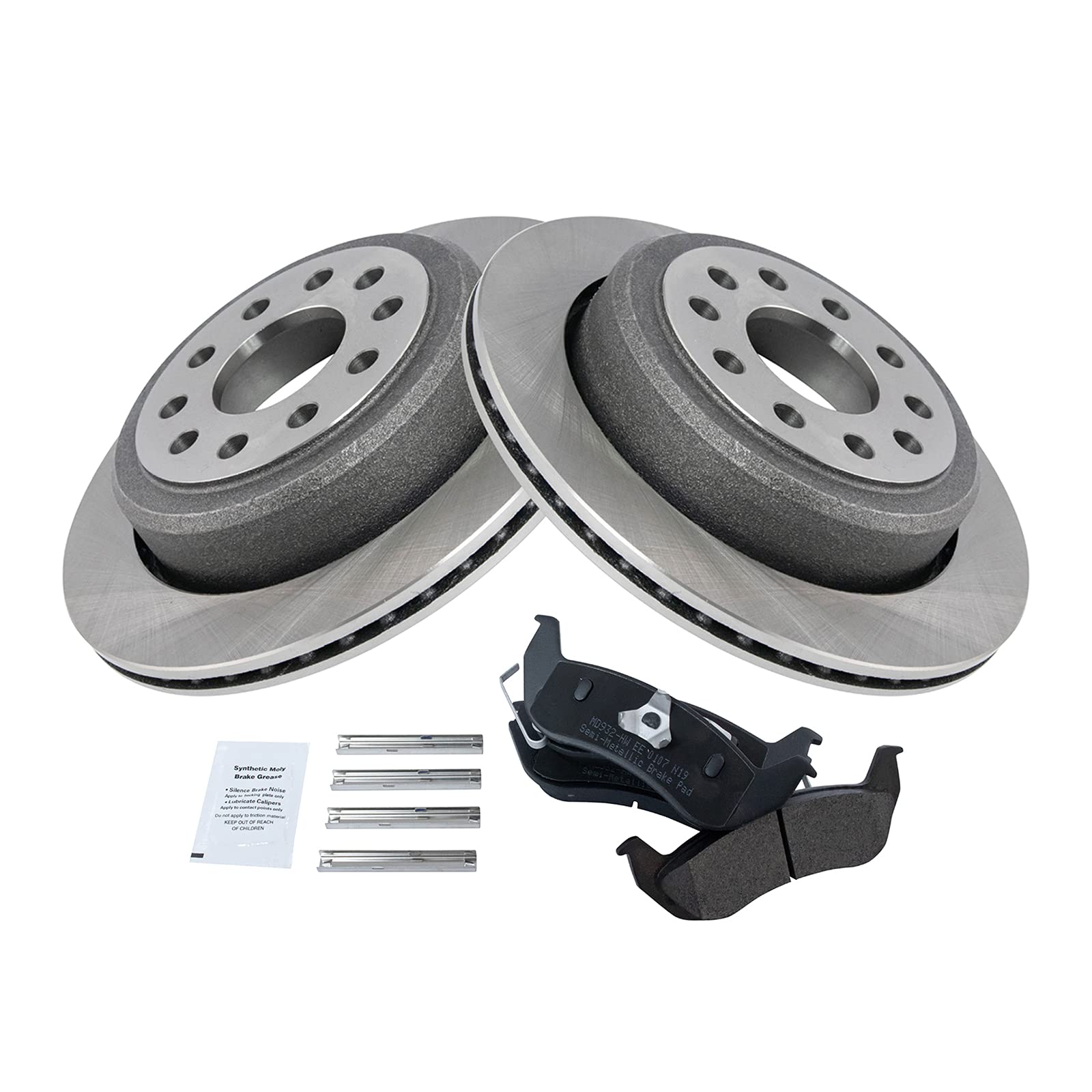 Trq Rear Brake Pad & Rotor Kit Semi-Metallic Compatible With 2003-2011 Lincoln Town Car