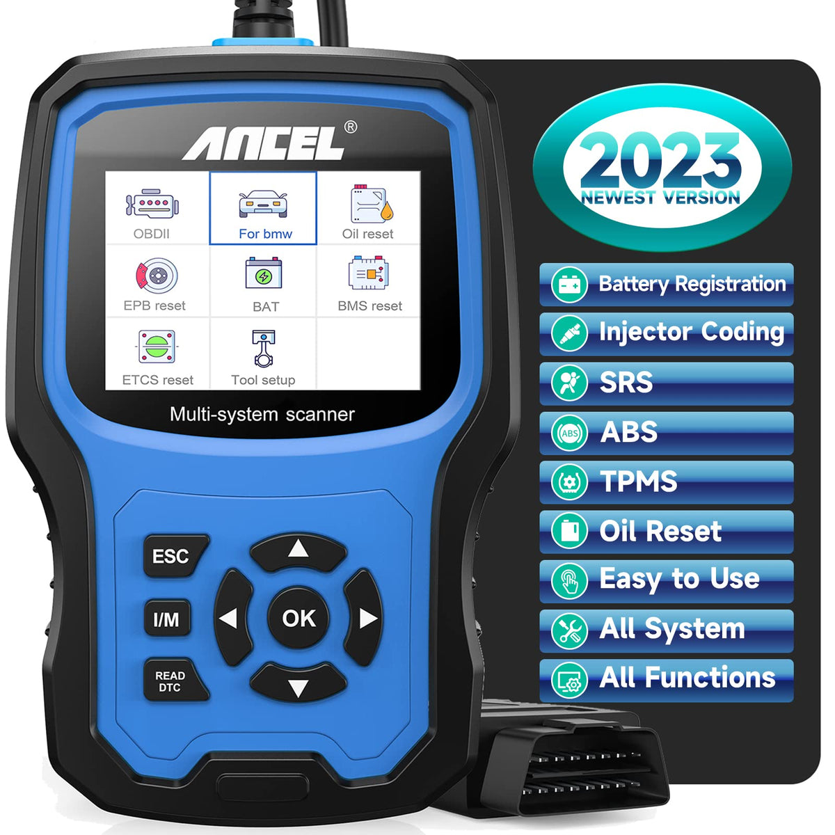 Ancel Bm700 Battery Registration Tool Fits For Bmw, Full Diagnostic Tool Professional Srs Airbag Reset Scan Tool For Mini Cooper
