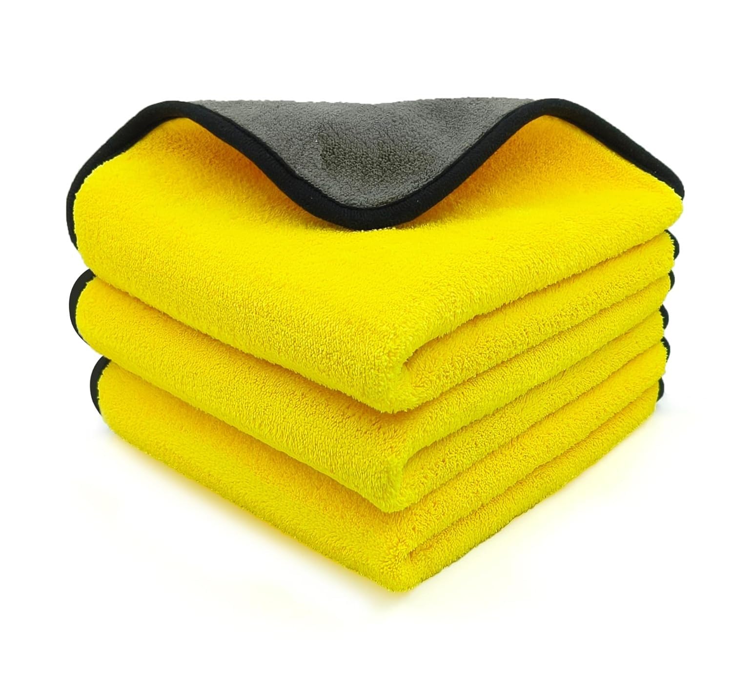 KOZDIKO Car Microfiber Cloth Double Sided, Extra Thick Plush Microfiber Cloth, LintFree Pack of 3 Compatible with Hyundai Old V
