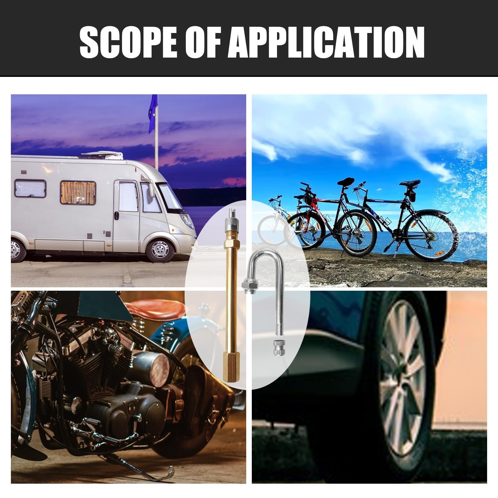 5Pcs Dually Valve Stem Extenders Heavey Duty 180 Degree And Straight Metal Dual Wheel Valve Stem Extensions For Truck Tires Rv T