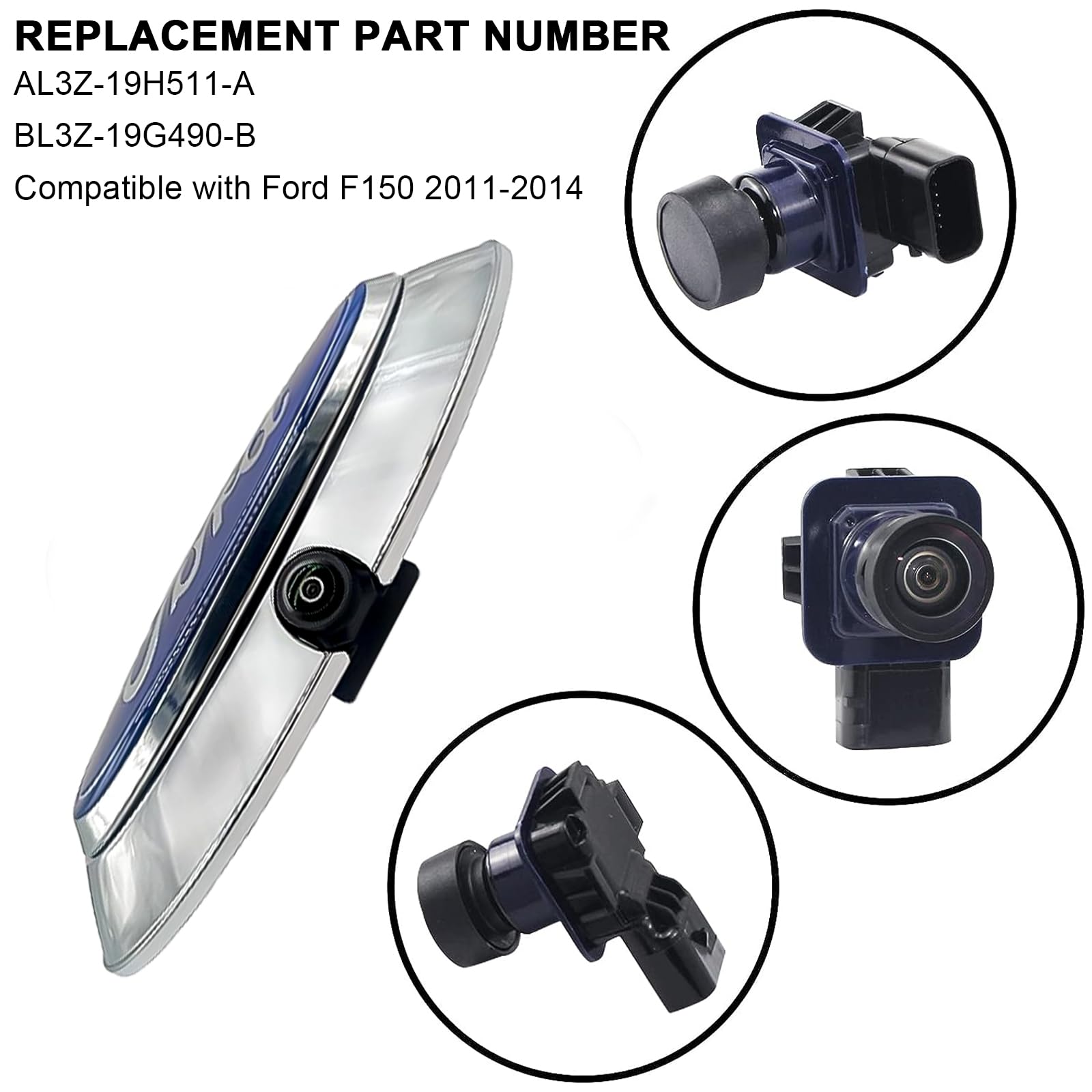 Taifam Ford Tailgate Emblem Backup Camera Rear View Backup Reverse Camera Compatible Ford F150 2011-2014 Reversing Parking Assis