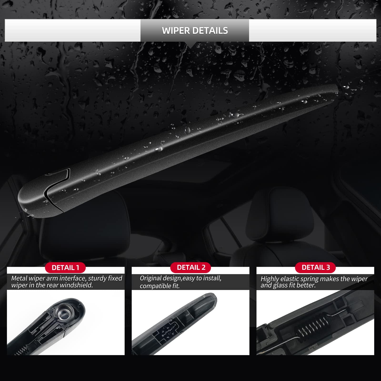 Replacement For 2020-2023 Mercedes-Benz Gle 350 450 580 Rear Windshield Wiper Blade And Arm Assembly (Replacement For 2020-2023