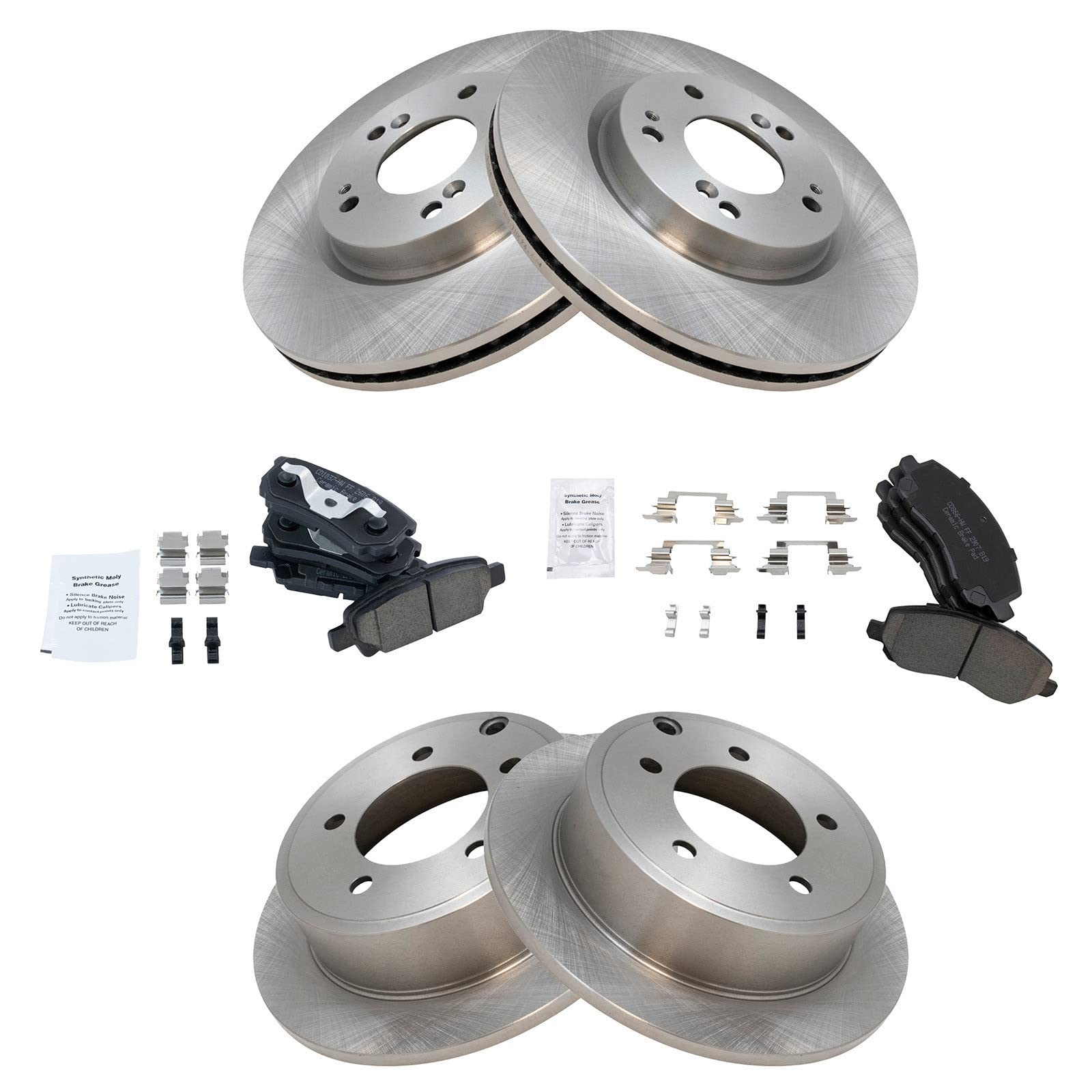 Trq Front & Rear Brake Rotor & Ceramic Pad Kit For Dodge Jeep Mitsubishi
