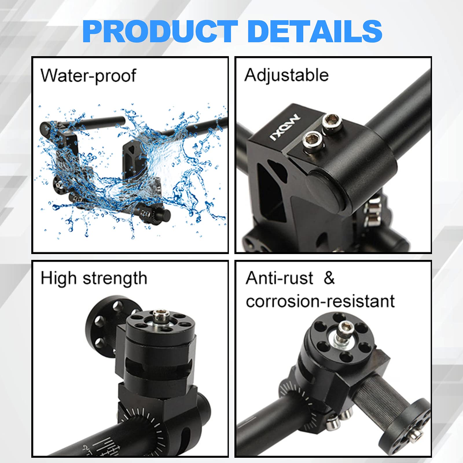 Oxmart 7/8' 22Mm Adjustable Motorcycle Handlebars Handle Bar, Detachable Black Steering Hangers Handle Bars System For 125Cc Scooter Models 1 Pair