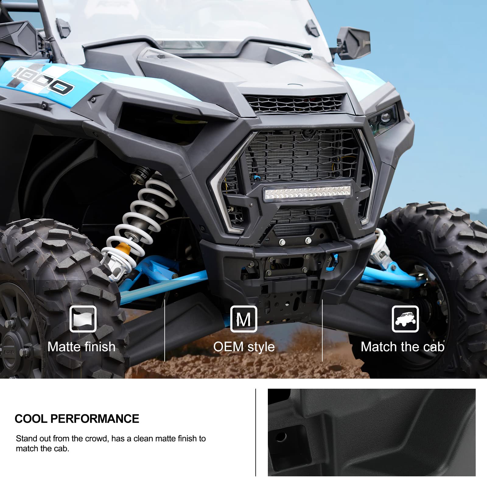Kiwi Master Front Fascia Compatible With 2019-2023 Polaris Rzr Xp/4 1000 Turbo Accessories 5455432-070