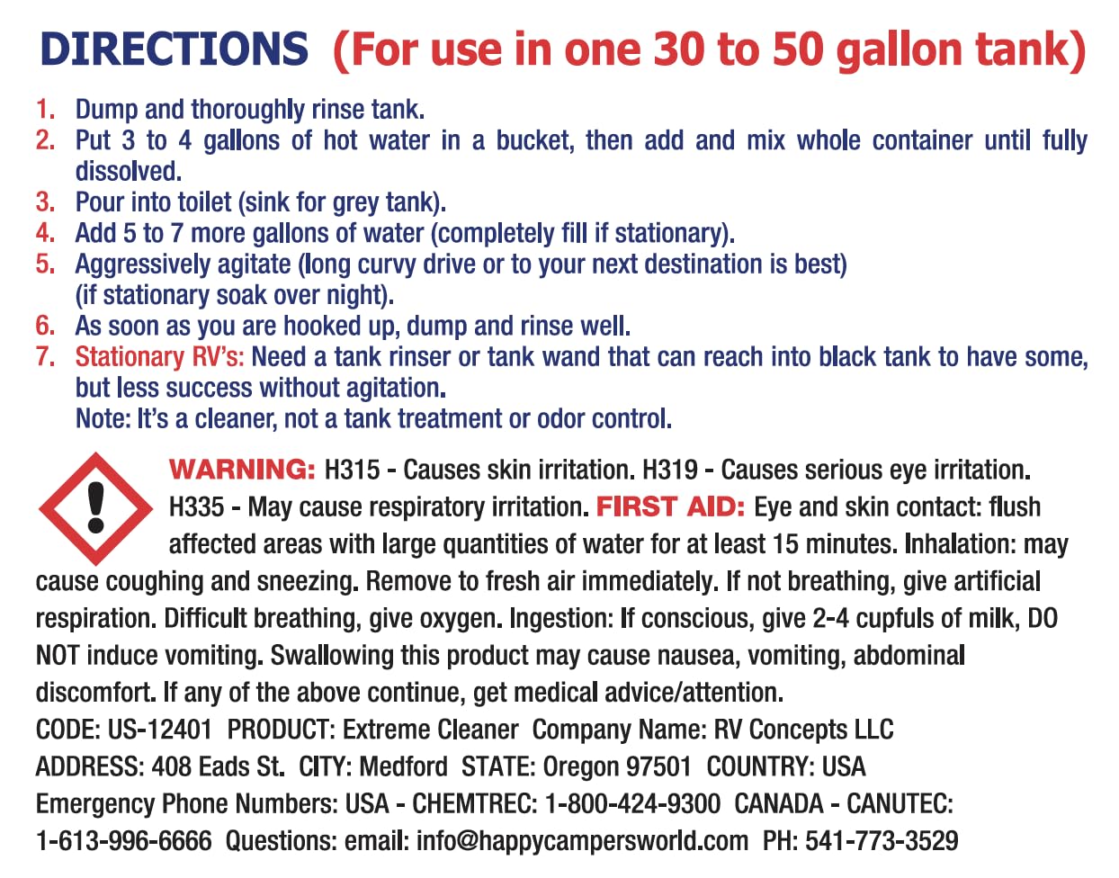 Happy Campers Extreme Rv Holding Tank Cleaner