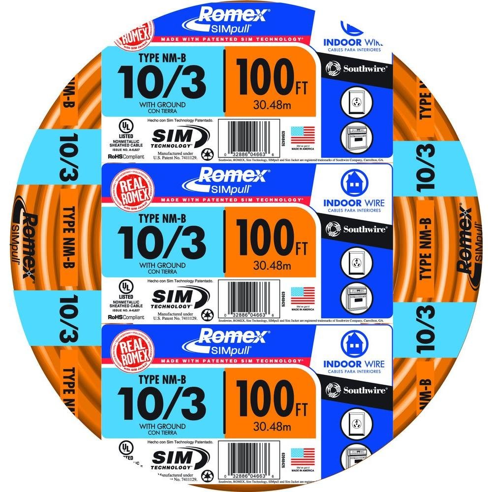 Woods 63948426 100' 10-3 Nmw/G Wire, Orange, 100 Ft