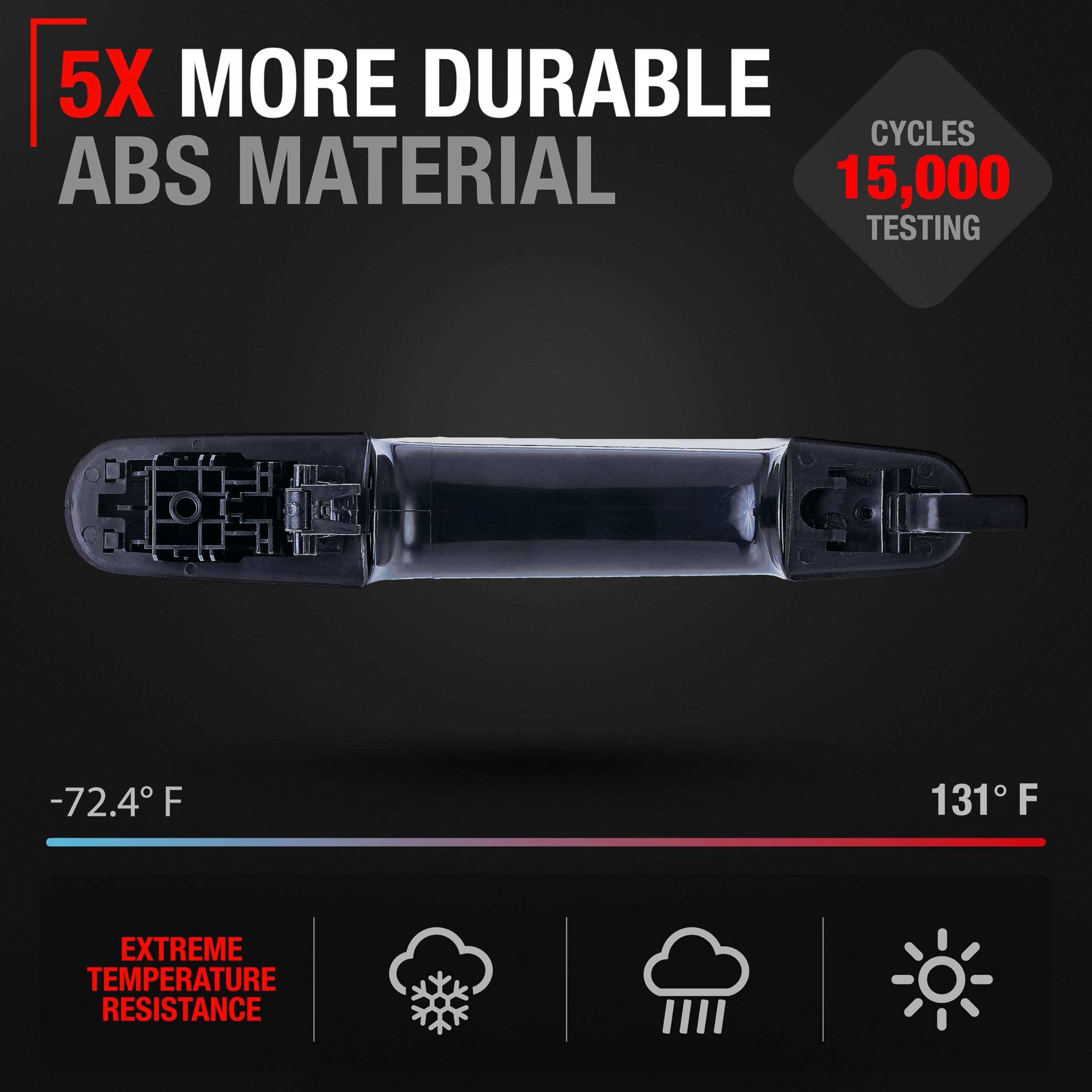 T1A Exterior Rear Passenger Sliding Door Handle Replacement - Compatible With 2015-2023 Ford Transit - Textured Black, Plastic -