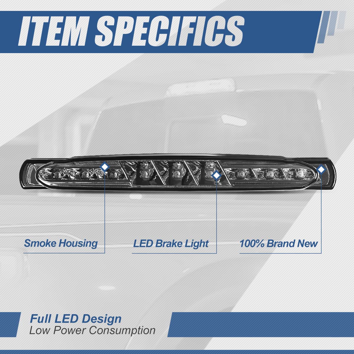 Auto Dynasty Rear Centre High Mount Smoked Housing Led 3Rd Tail Brake Light Compatible With Chevy Corvette C5 97-04