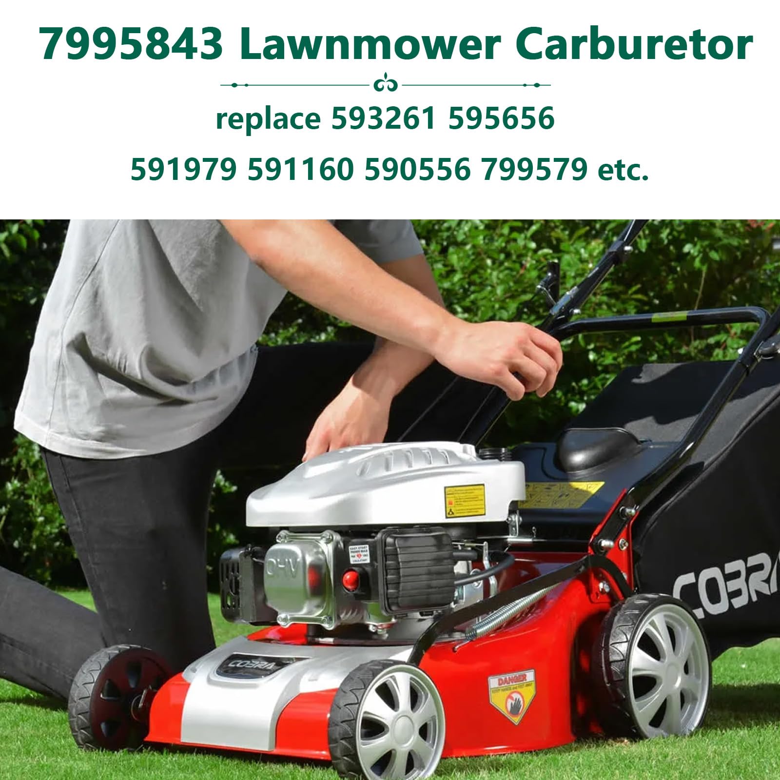 IWIWE 799583 Carburetor for Lawn Mower Engine 300E 450E 500E 550EX 500 125cc 140cc 08P502 8P502 09P602 9P602 Replaces 593261 595