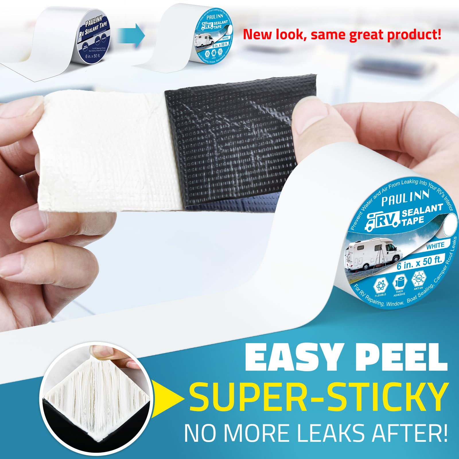 Paulinn Rv Roof Sealant Tape, 6 Inch X 50 Foot Natural White Roofing Repair Tape, Uv & Weatherproof Roof Seal Tape For Rv Camper