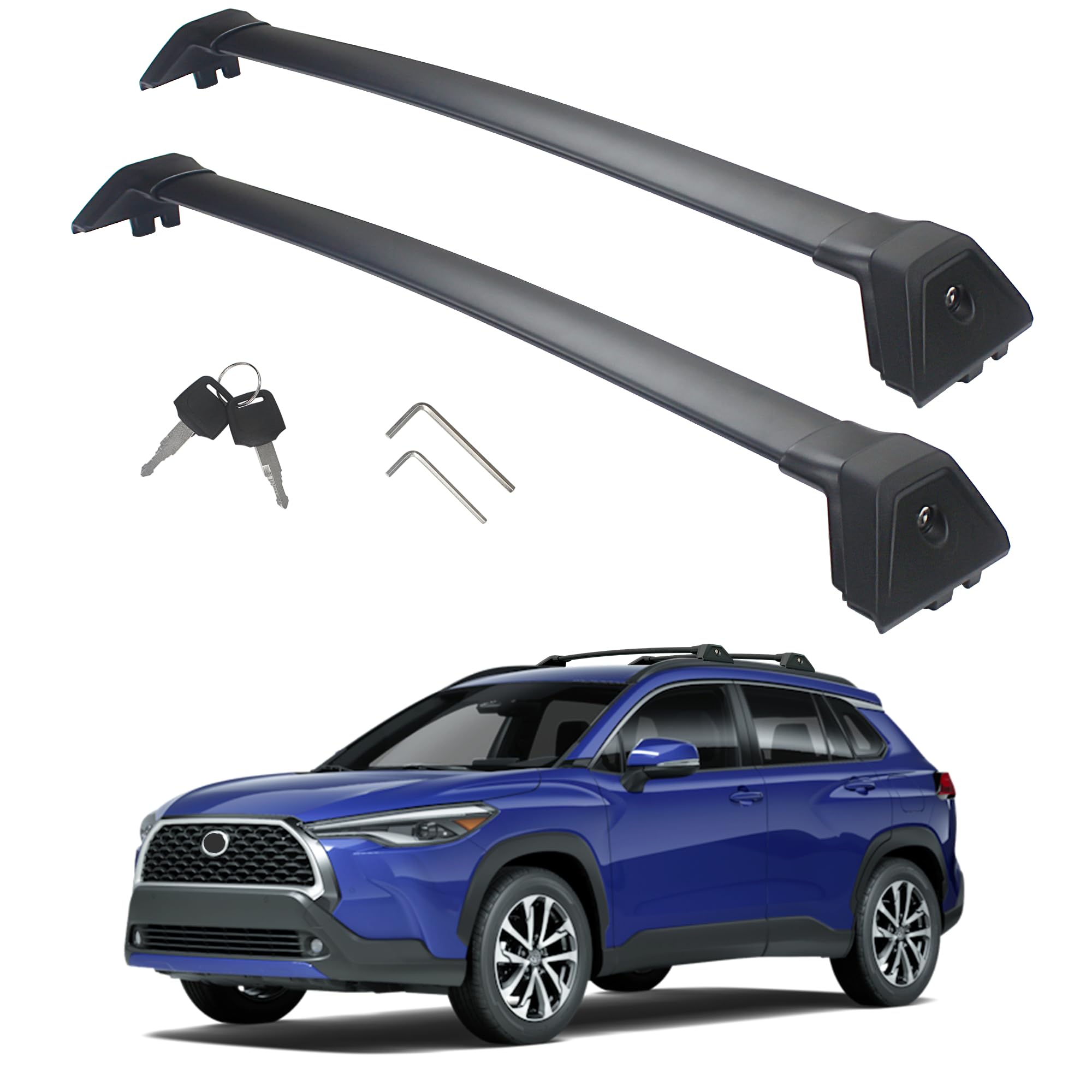 Autekcomma Heavy Duty Roof Rack Crossbar Compatible For Corolla Cross 2023-2025 (Not For L/Hybrid S) Black Matted Max 260Lb Load