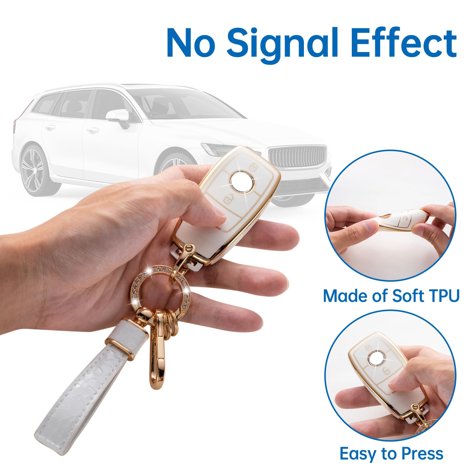 Cacarlike Key Fob Cover For Mercedes-Benz Mb 2017-2021 E/S-Class, 2019-2021 A/C/G-Class & Smart Key Protector