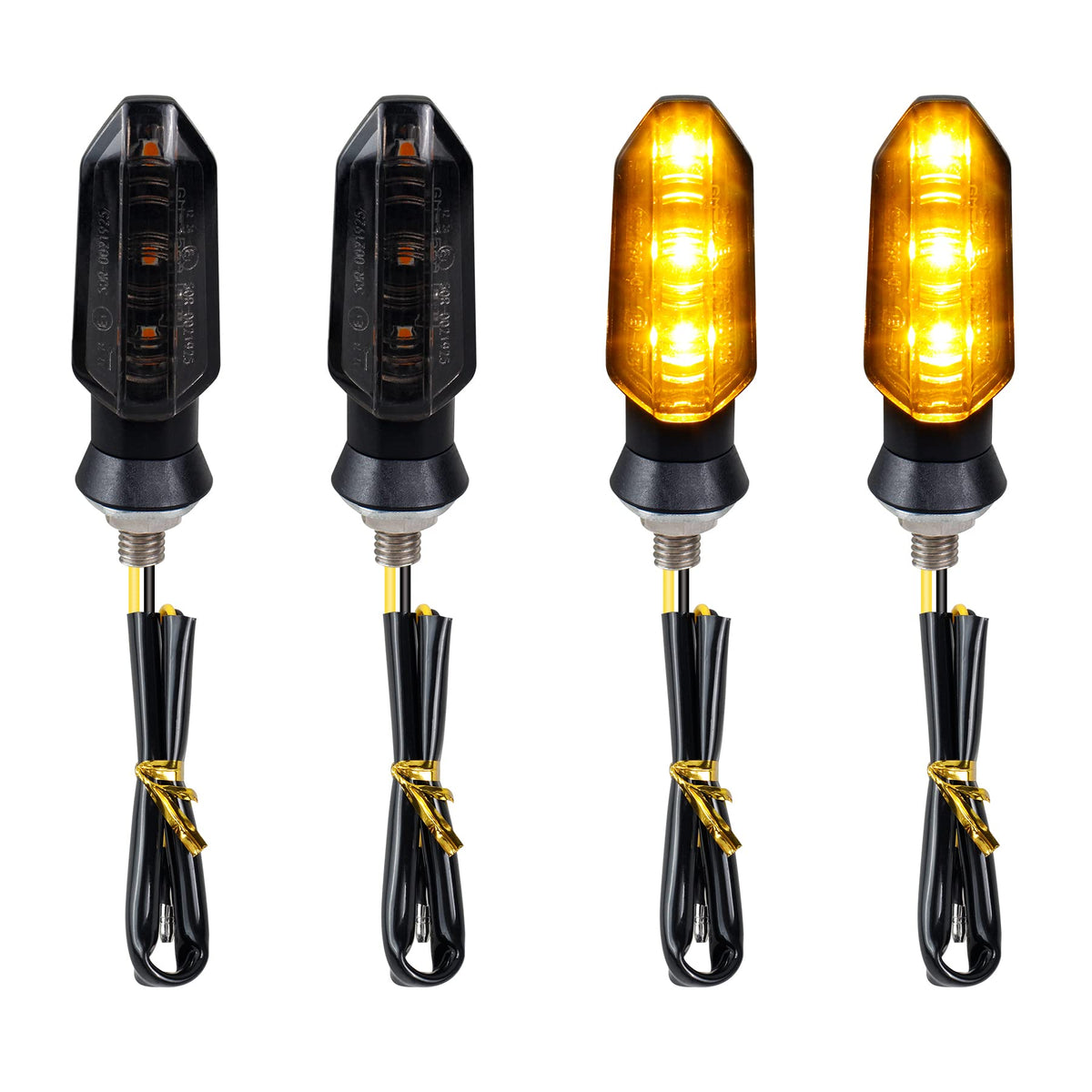 QUASCO 4PCS Universal Motorcycle Turn Signals, Front Rear LED Turn Signal Lights Amber Blinkers for Motorbike Scooter Quad Cruis