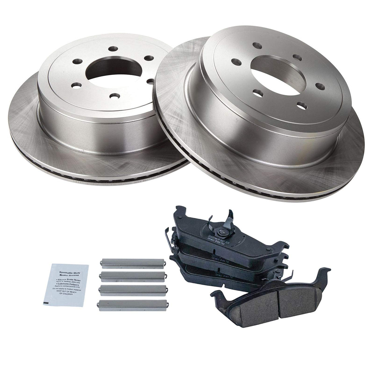 Trq Rear Brake Pad & Rotor Kit Brake Pads Brake Rotor Ceramic Compatible With 2004-2011 Ford F-150 2006-2008 Lincoln Mark Lt