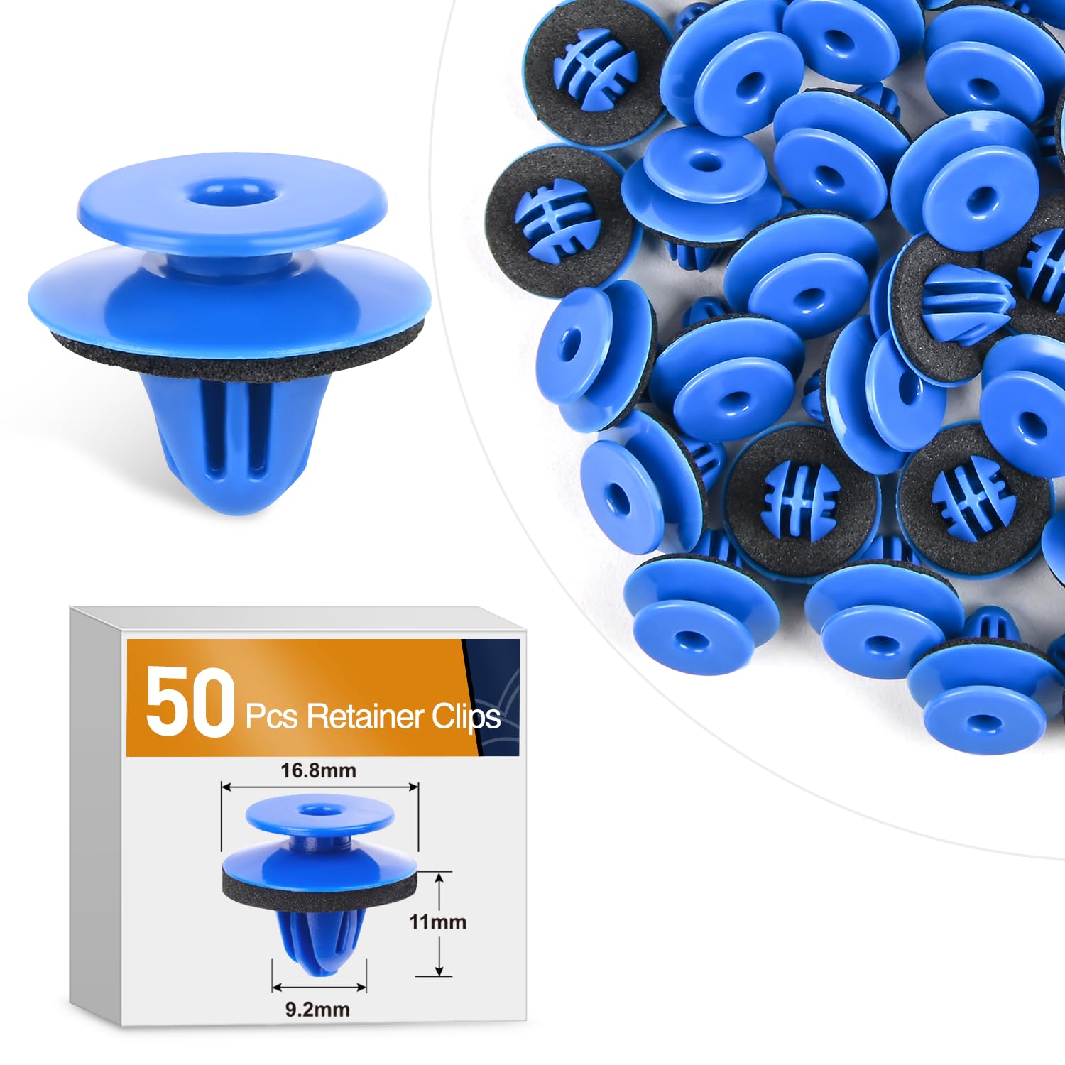 Gooacc 50Pcs Blue Nylon Wheel Arch Opening Moulding Exterior-Wheel Fender Flare Moulding Clips Retainers With Sealer Compatible