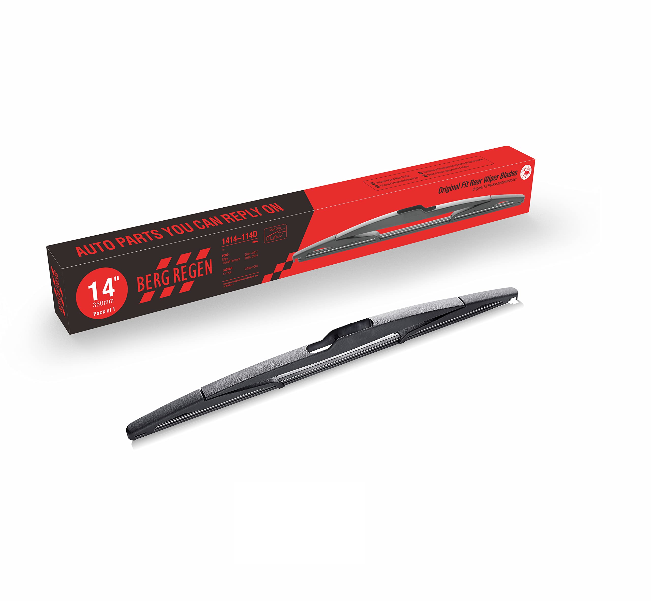 Berg Regen Rear Wiper Blades 14 Inch(14-D), Replacement For Ford Edge 2014-2007, Mazda 3 2009-2004, Volvo Xc60 2017-2012, Lincol
