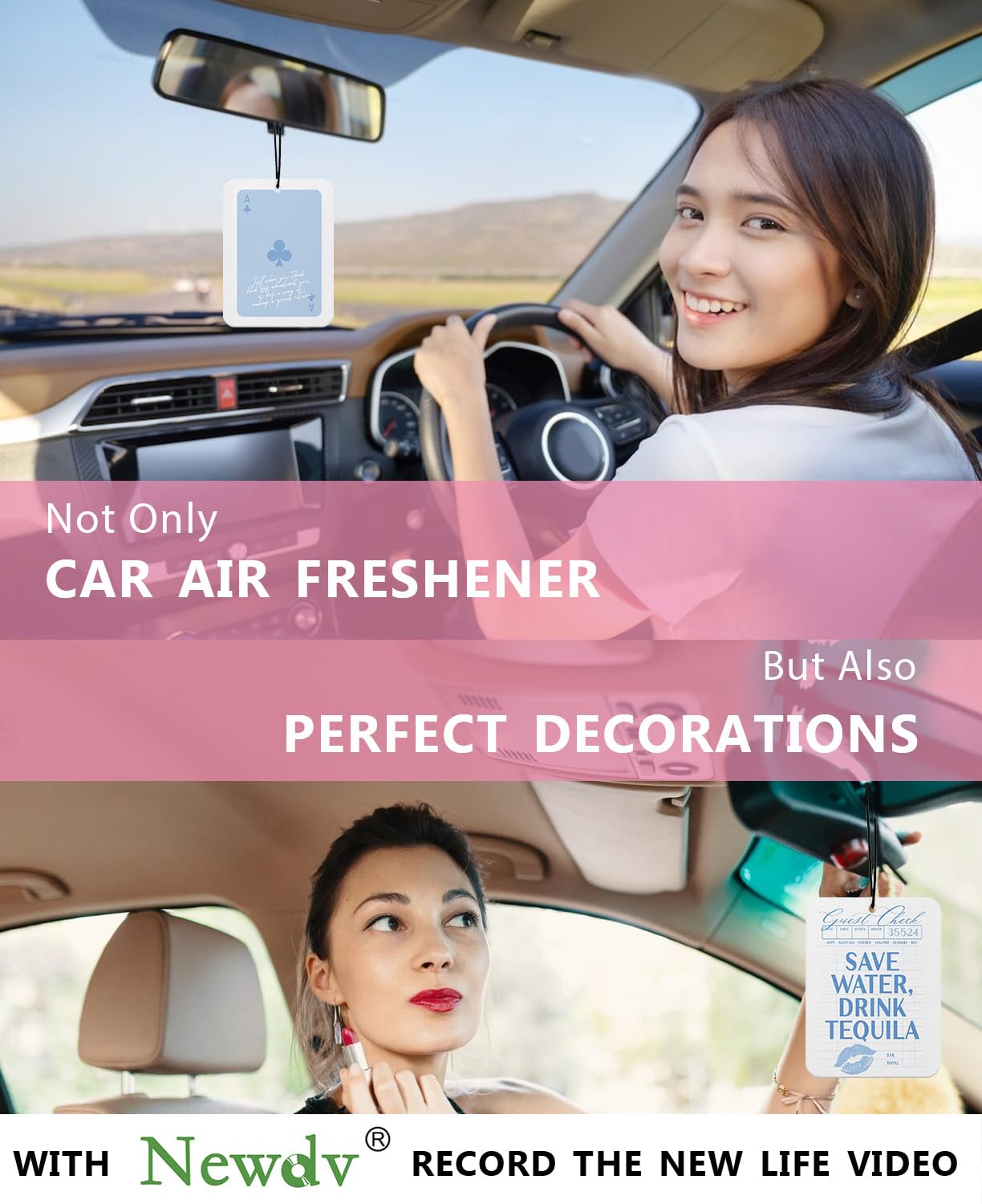 Newdv Western Car Air Freshener,Blue Car Accessories Hanging 3Pcs,Cowgirls Car Mirror Decor Hanging,Preppy Car Scents Air Freshe