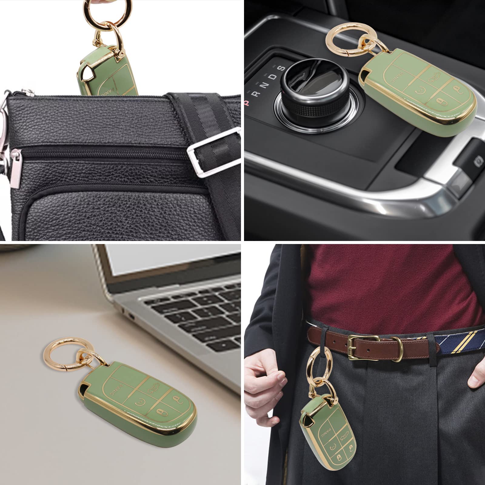 Elegananccy For Jeep Key Fob Cover, Soft Full Protection Key Case Shell Compatible With Jeep Smart Key 3 4 5 Buttons Protector (