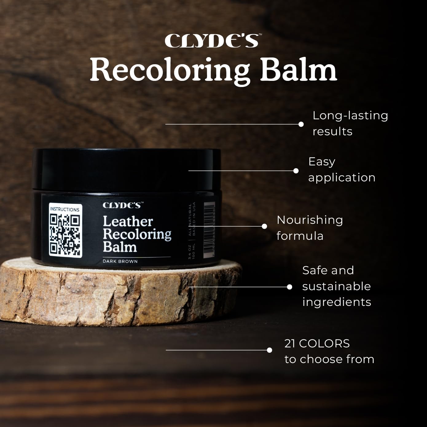 Clyde'S Recoloring Balm | Non-Toxic Material Dye & Restorer For Furniture, Car Seats, & More | 23 Colors (Dark Gray, 100Ml)