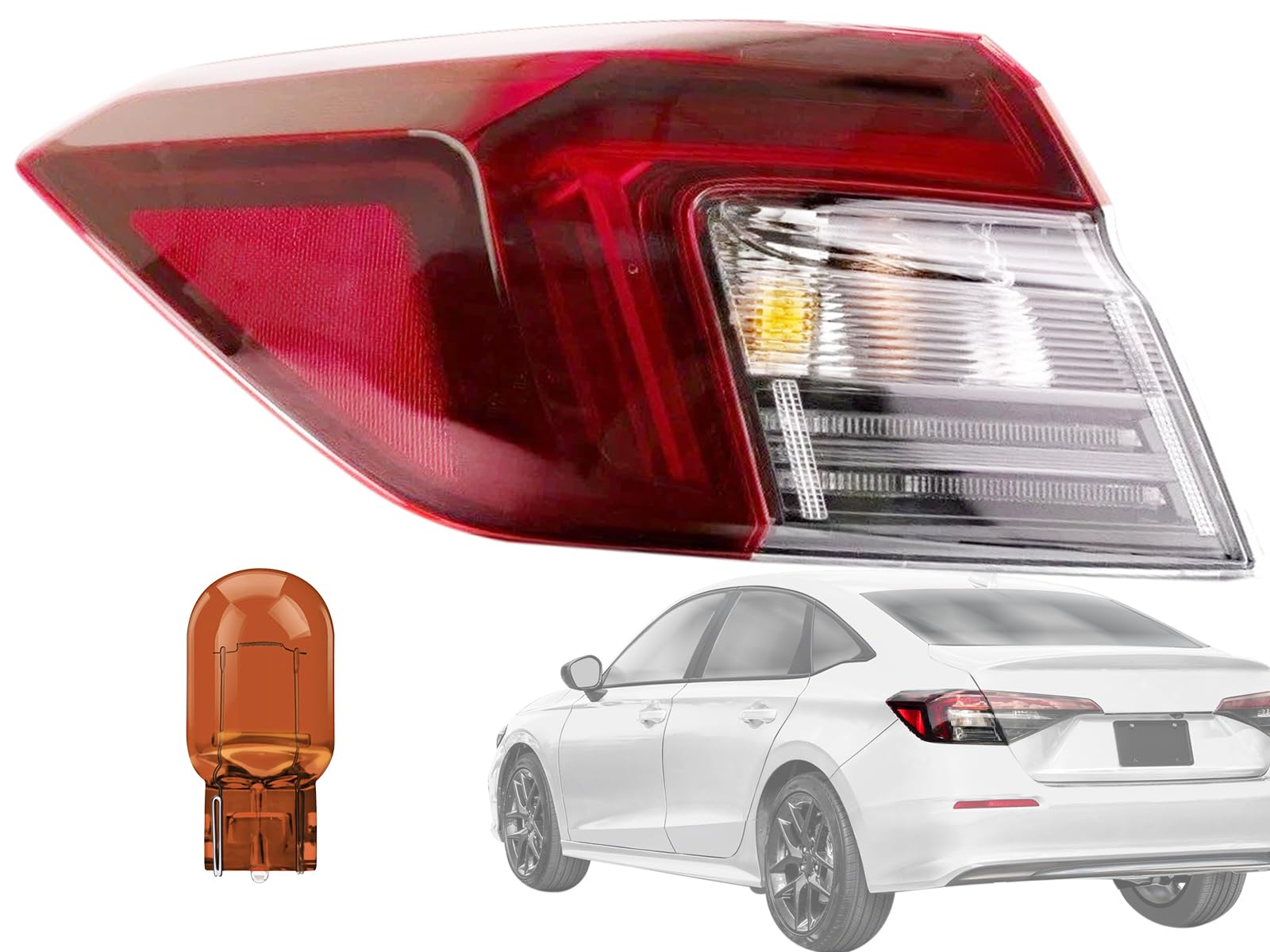KAP Replacement for Outer Tail Lamps 2025 Civic Sedan Driver Left Side with Bulb Included 33550T56A01 HO2804132