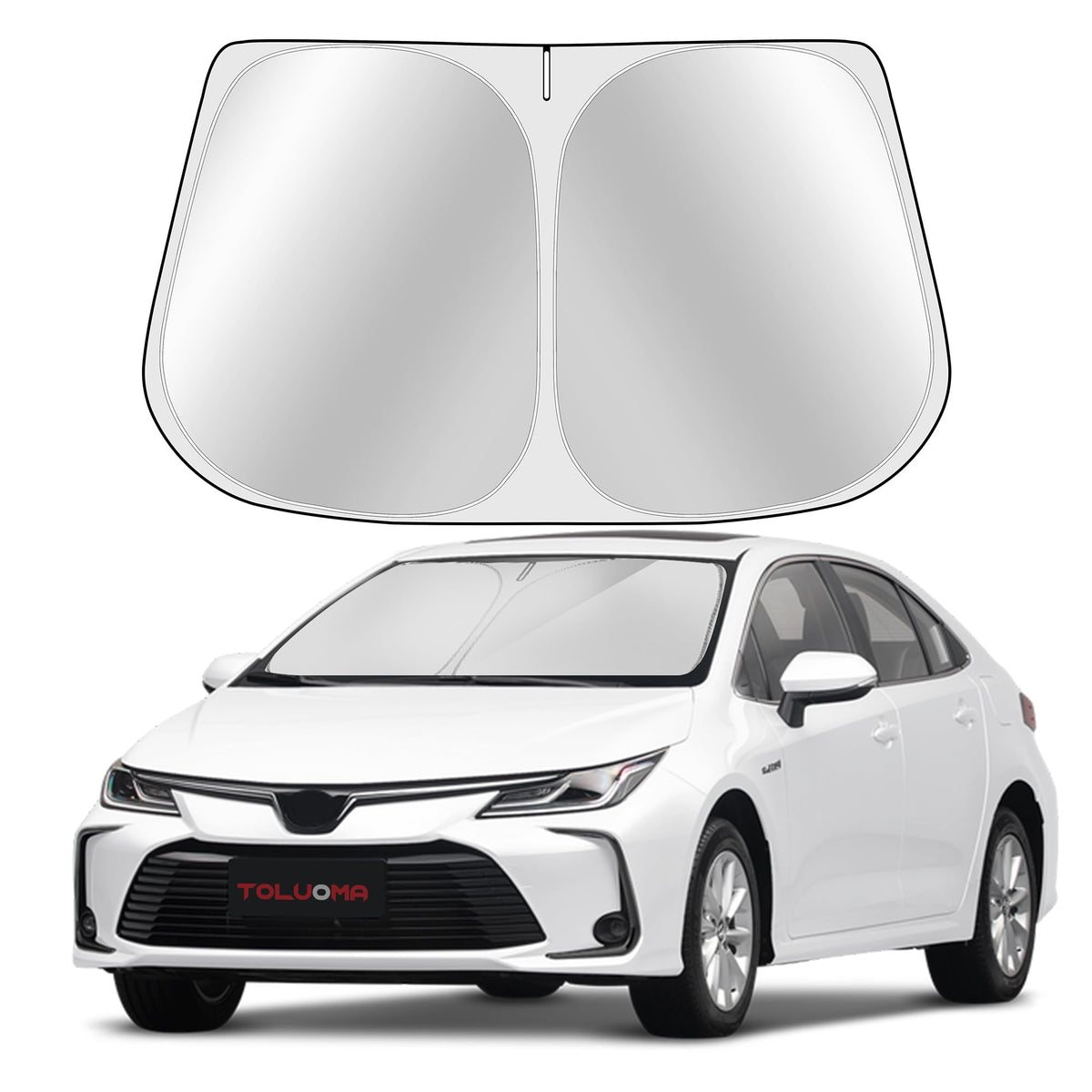 Toluoma Custom Fit Windshield Sun Shade For Toyota Corolla 2020-2024 2025- Full Coverage, 210T Reflective Fabric, Double-Layer D