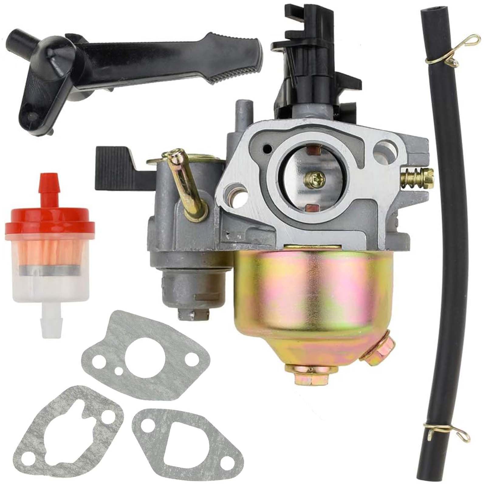 Carb Carburetor With Gaskets Fuel Line Filter For Predator 196Cc 212Cc 6.5Hp Coleman Powersports Ct200U Trail 200 Ct200U-Ex Bt200X Baja Warrior Mb200 Mini Bike Kt196 Twister 80T Go Kart Cart Parts