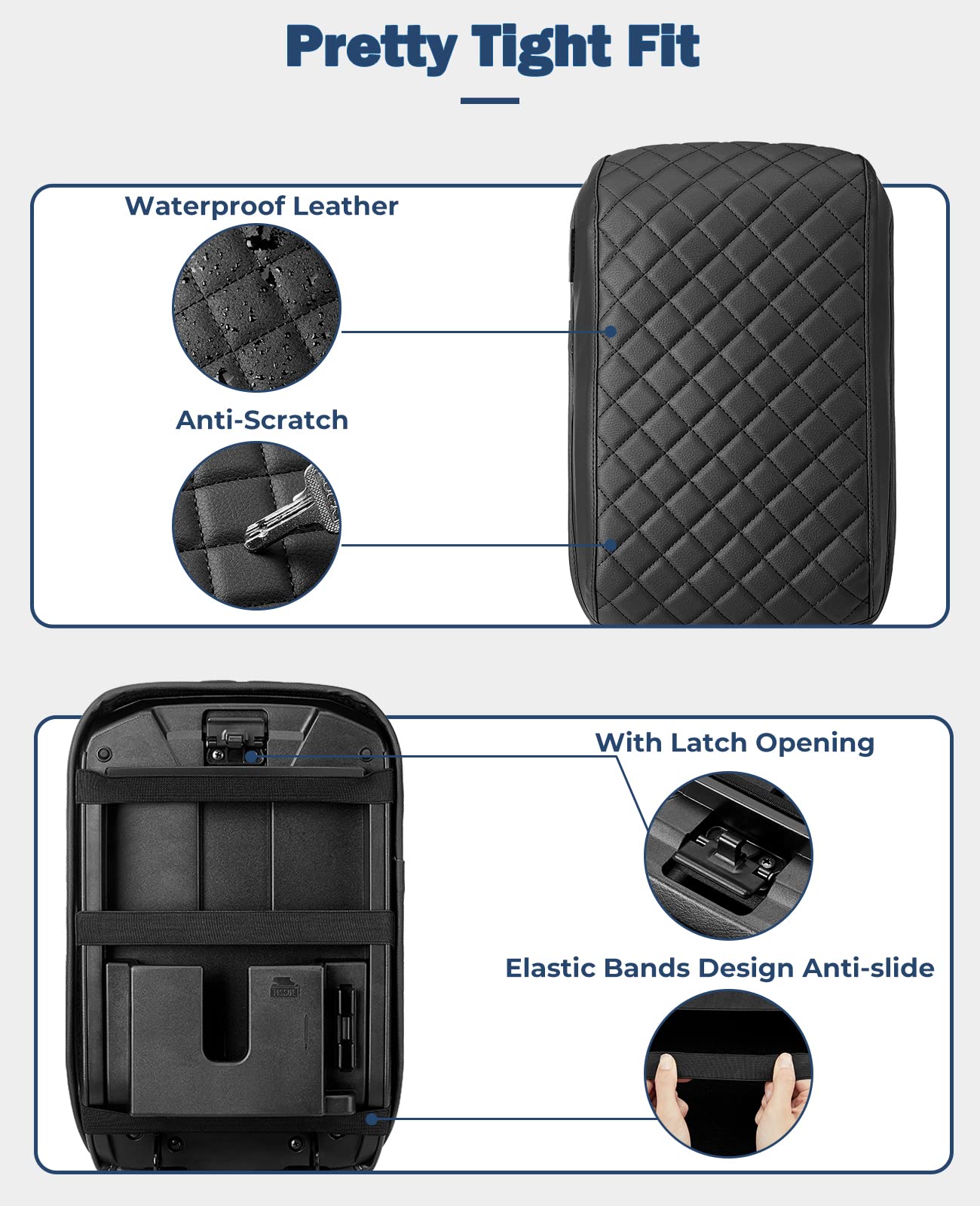 Issyauto Center Console Cover Customized Armrest Cover Compatible With 2010-2024 4Runner, Soft Cozy Leather Arm Rest Covering Fo